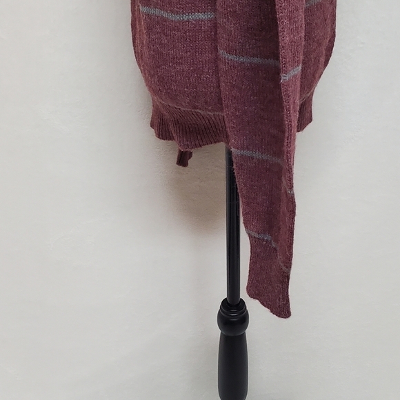 VINTAGE 70s Arrow Blazer Collection Knitwear Maroon Grey Striped Sweater Medium - Picture 6 of 10